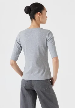 hush Tops & T-Shirts|Slim Fit Ribbed T-Shirt Grey Marl