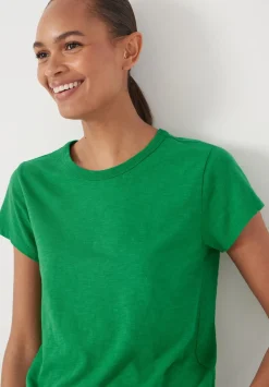 hush Tops & T-Shirts|Slim Fit Slub Cotton Crew Neck T-Shirt Vibrant Green