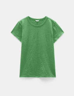 hush Tops & T-Shirts|Slim Fit Slub Cotton Crew Neck T-Shirt Vibrant Green