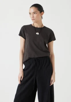 hush Tops & T-Shirts|Slim Fit Slub Cotton Crew Neck T-Shirt Chocolate