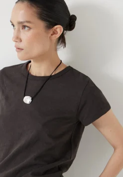 hush Tops & T-Shirts|Slim Fit Slub Cotton Crew Neck T-Shirt Chocolate
