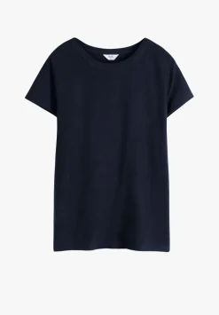 hush Tops & T-Shirts|Slim Fit Slub Cotton Crew Neck T-Shirt Midnight