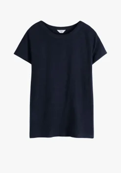 hush Tops & T-Shirts|Slim Fit Slub Cotton Crew Neck T-Shirt Midnight