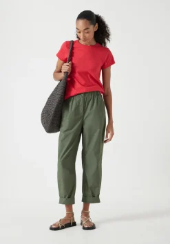 hush Tops & T-Shirts|Slim Fit Slub Cotton Crew Neck T-Shirt Bright Red