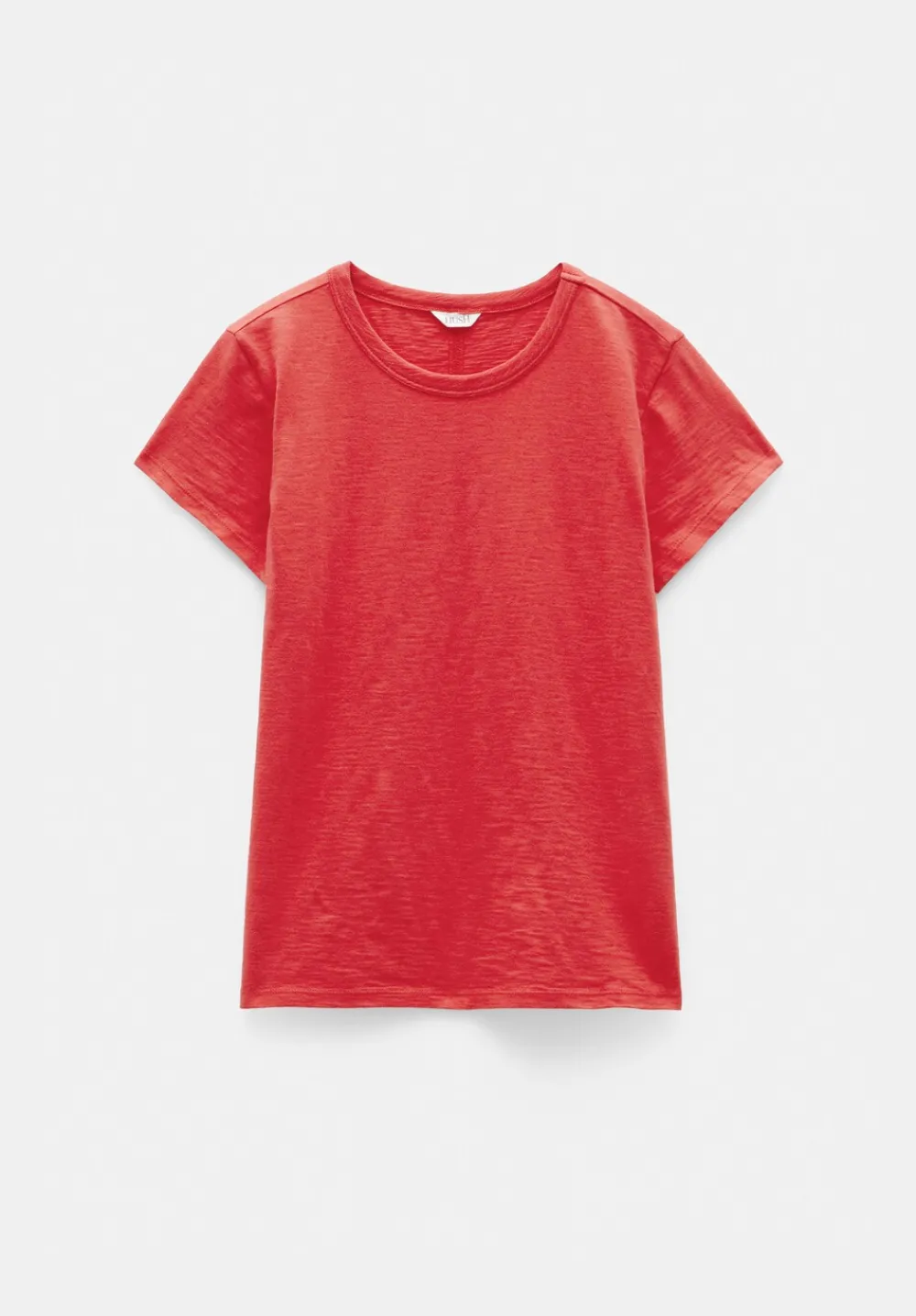 hush Tops & T-Shirts|Slim Fit Slub Cotton Crew Neck T-Shirt Bright Red