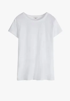 hush Tops & T-Shirts|Slim Fit Slub Cotton Crew Neck T-Shirt White