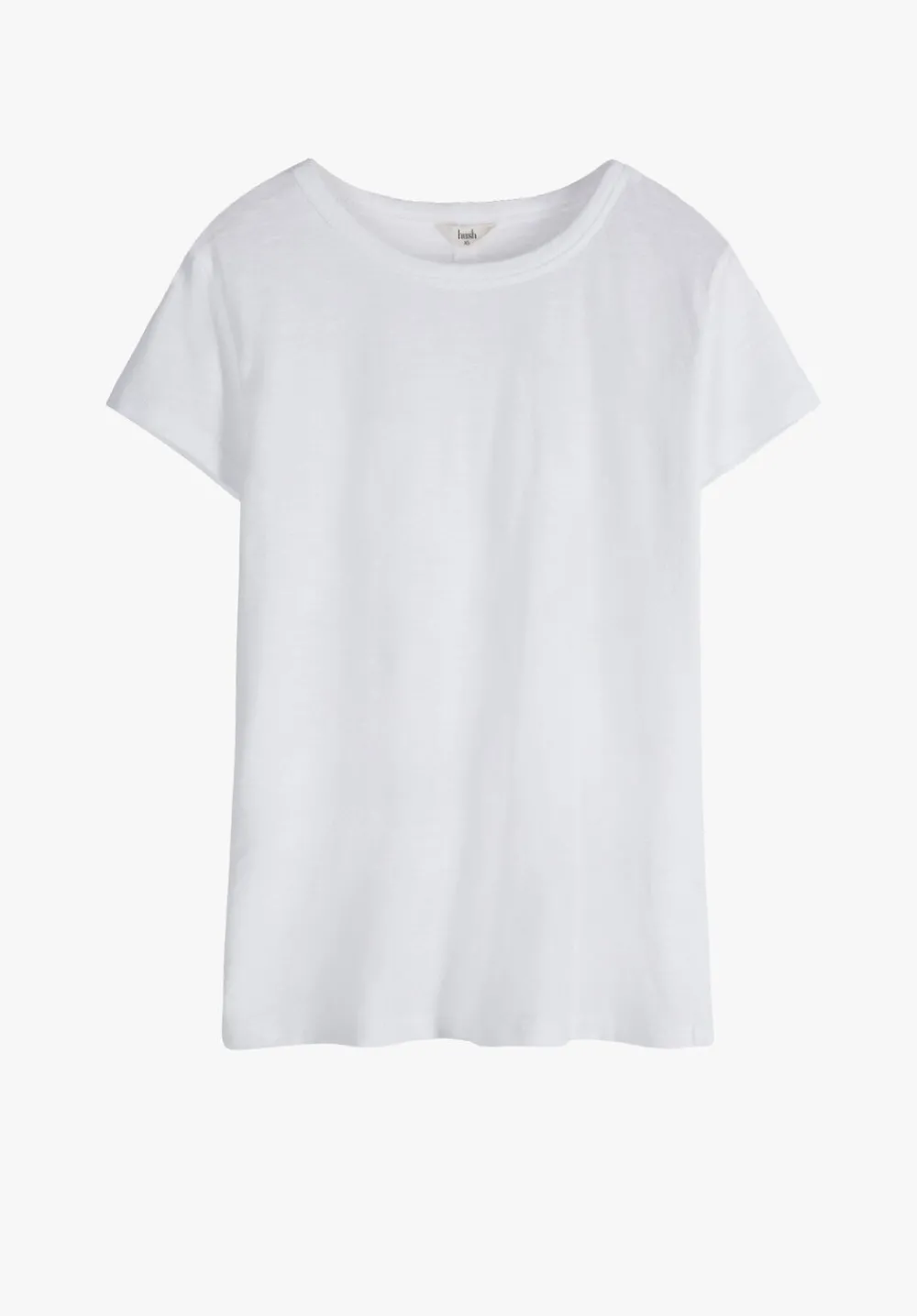 hush Tops & T-Shirts|Slim Fit Slub Cotton Crew Neck T-Shirt White