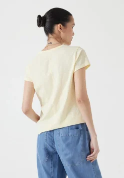hush Tops & T-Shirts|Slim Fit Slub Cotton Crew Neck T-Shirt Butter Lemon