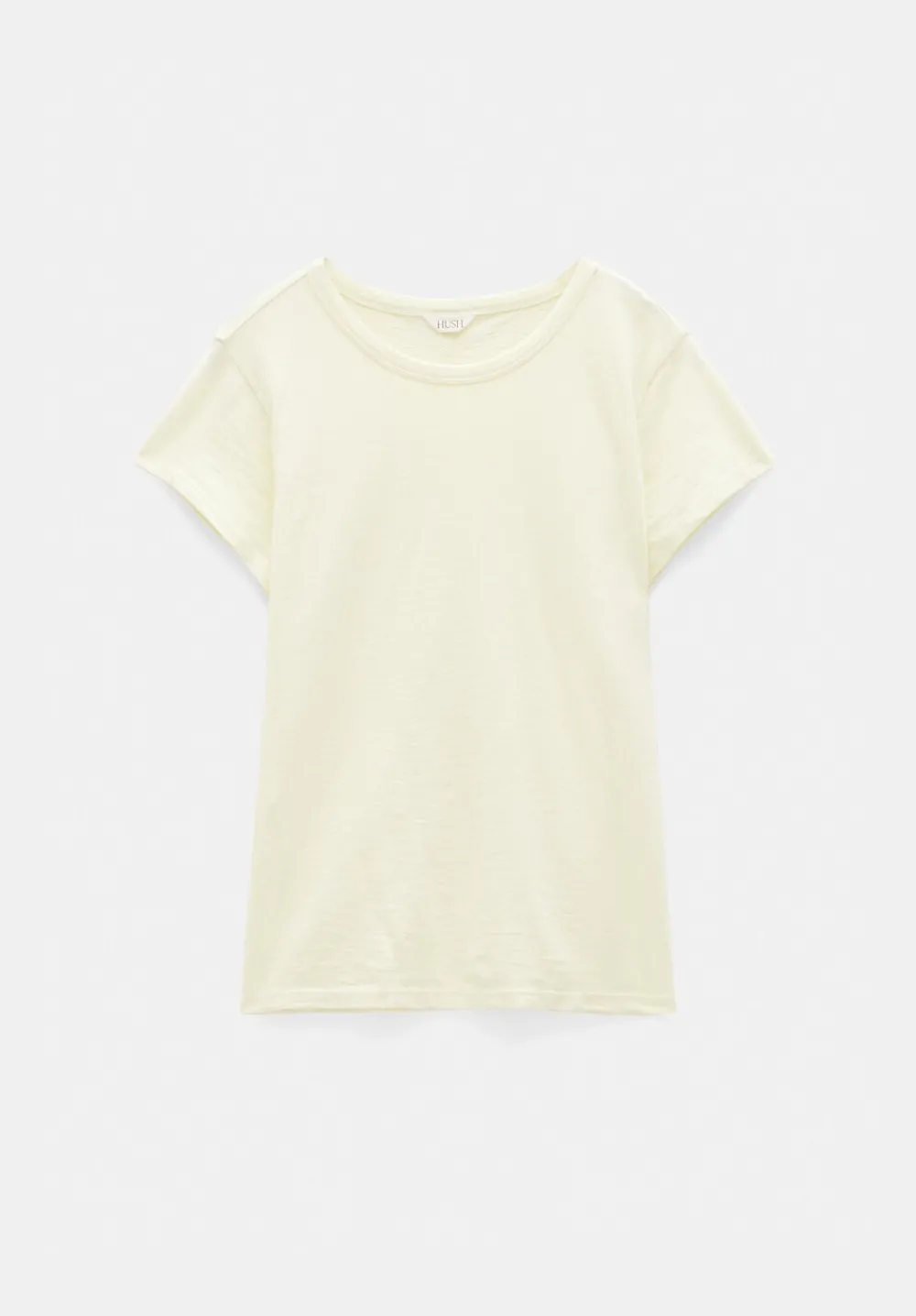 hush Tops & T-Shirts|Slim Fit Slub Cotton Crew Neck T-Shirt Butter Lemon