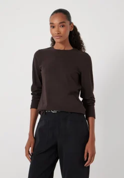 hush Tops & T-Shirts|Slim Long Sleeve T-Shirt Chocolate brown
