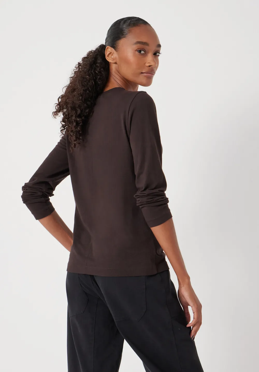 hush Tops & T-Shirts|Slim Long Sleeve T-Shirt Chocolate brown