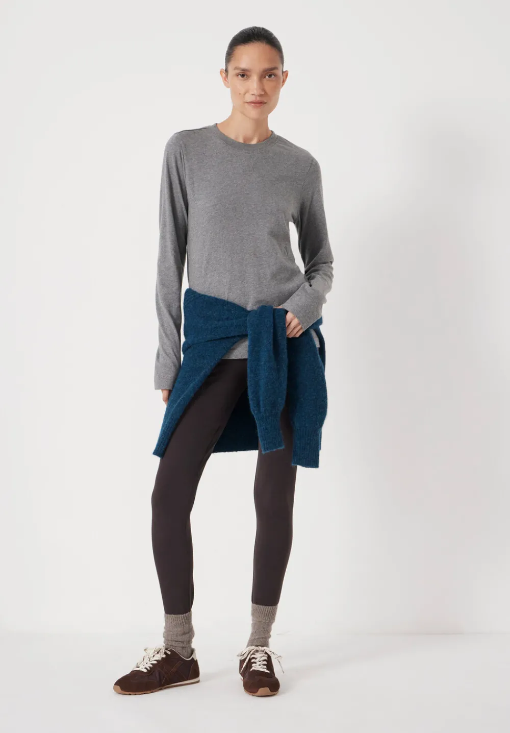 hush Tops & T-Shirts|Slim Long Sleeve T-Shirt Dark Grey Marl