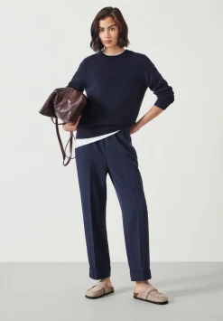 hush Trousers|Slim Pull On Suit Trousers Navy