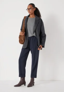 hush Trousers|Slim Pull On Tailored Trousers Navy