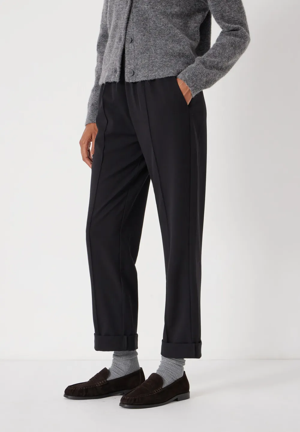 hush Trousers|Slim Pull On Tailored Trousers Black