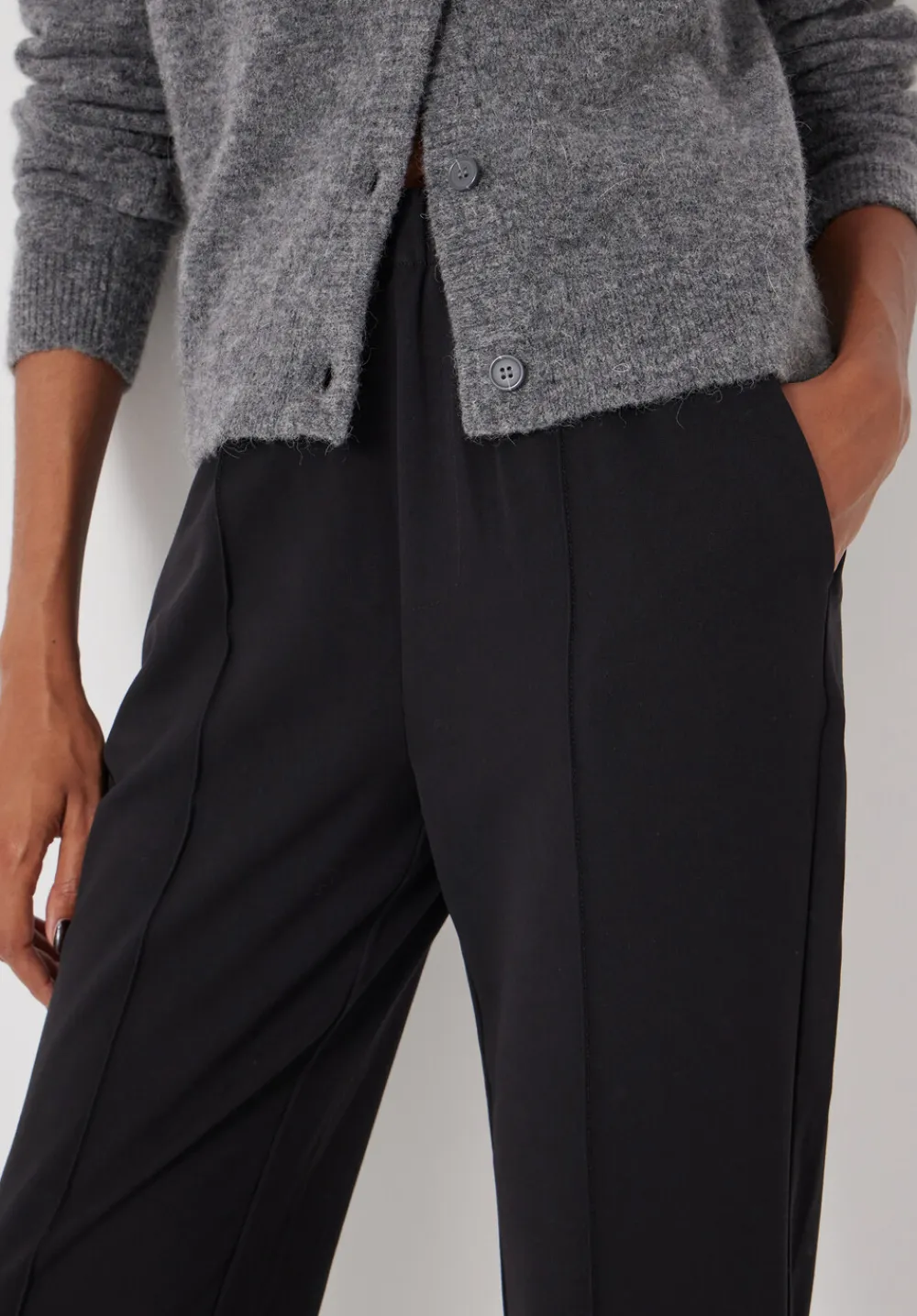 hush Trousers|Slim Pull On Tailored Trousers Black