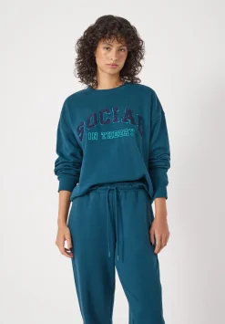 hush Sweatshirts & Hoodies|Social In Theory Graphic Sweatshirt Teal Blue