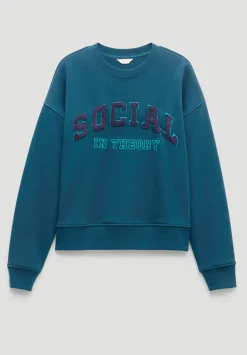 hush Sweatshirts & Hoodies|Social In Theory Graphic Sweatshirt Teal Blue