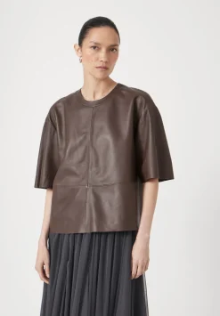 hush Tops & T-Shirts|Soft Leather T-shirt Brown