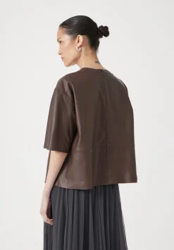 hush Tops & T-Shirts|Soft Leather T-shirt Brown