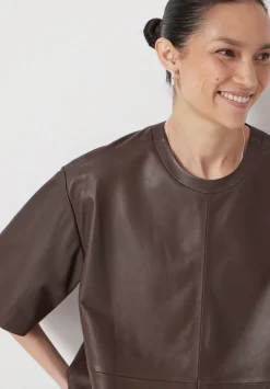 hush Tops & T-Shirts|Soft Leather T-shirt Brown