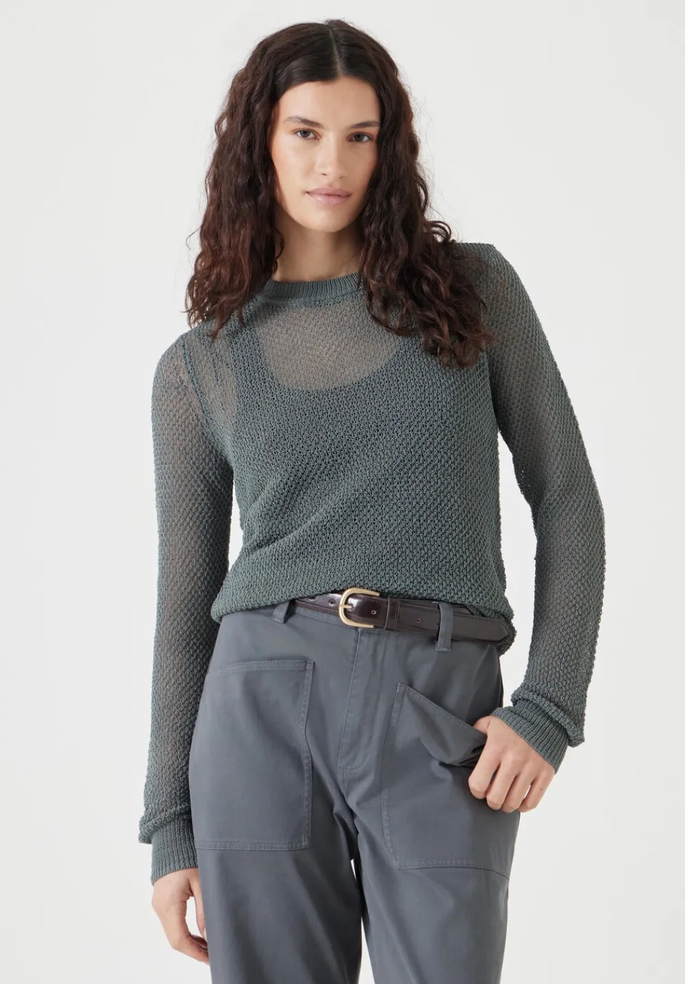 hush Jumpers & Cardigans|Soft Mesh Knitted Jumper Sage Green
