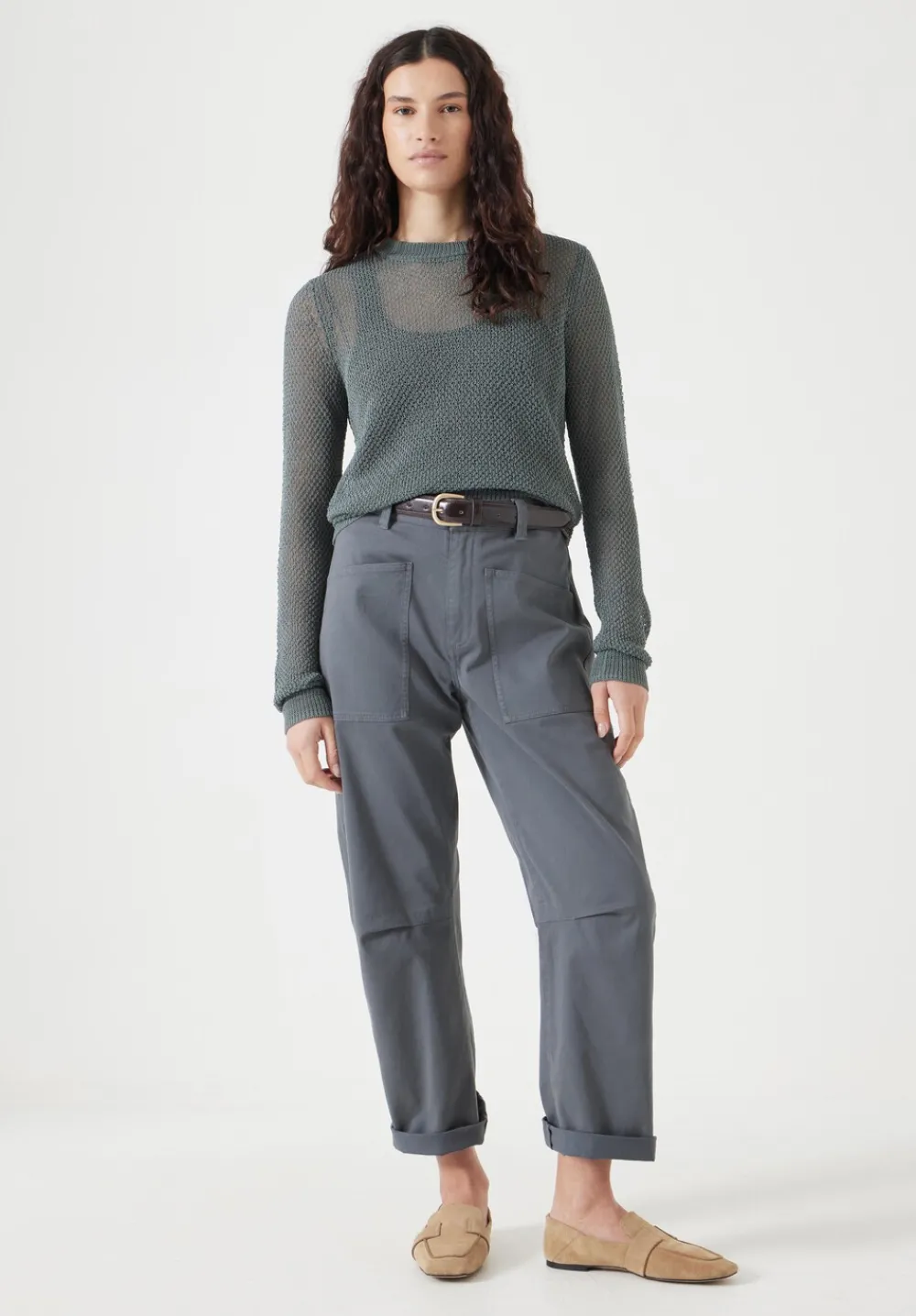 hush Jumpers & Cardigans|Soft Mesh Knitted Jumper Sage Green