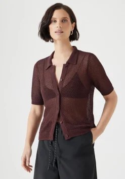 hush Tops & T-Shirts|Jumpers & Cardigans|Soft Mesh Knitted Top Fudge Brown