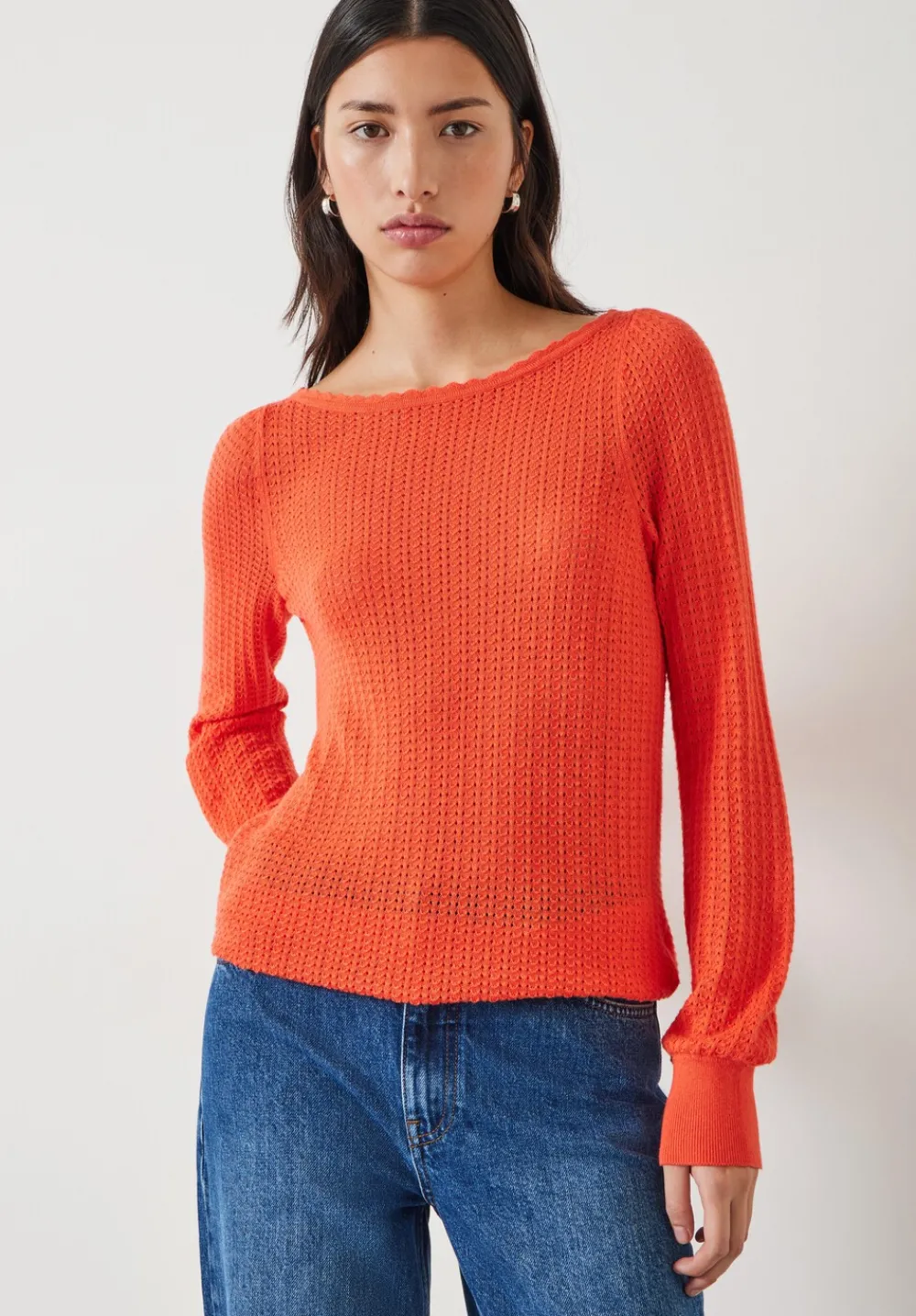 hush Jumpers & Cardigans|Sophia Boat Neck Lightweight Jumper Coral
