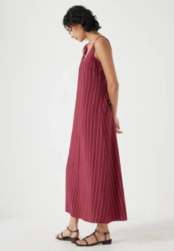 hush Dresses|Sophie Air Flow Scoop Neck Maxi Dress Maroon & Red Stripe