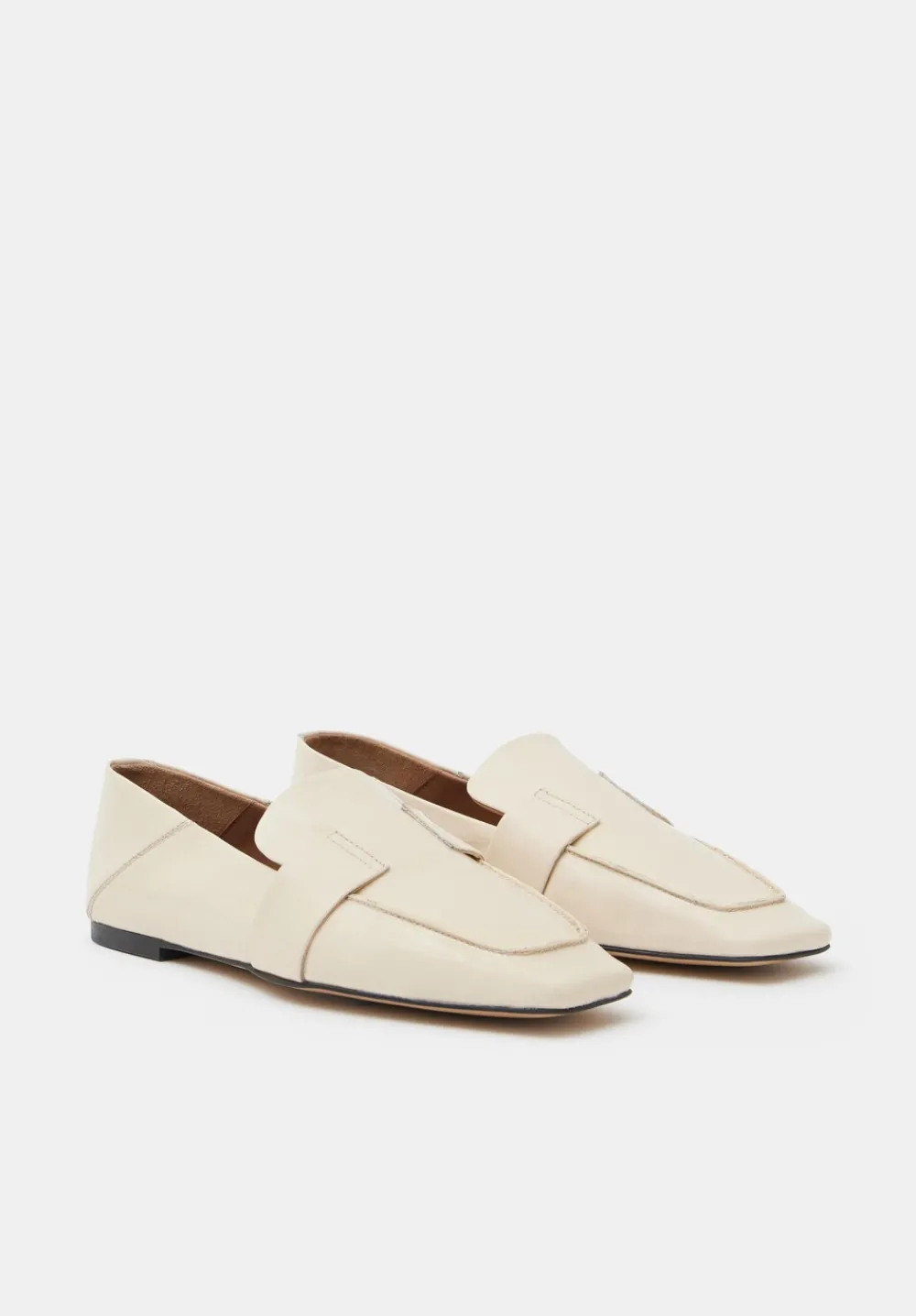 hush Flats|Sora Square-Toe Suede Loafers Off White