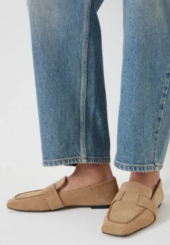 hush Flats|Sora Square-Toe Suede Loafers Beige