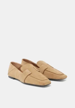 hush Flats|Sora Square-Toe Suede Loafers Beige