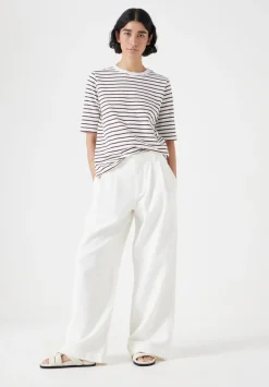 hush Tops & T-Shirts|Sora Striped Relaxed T-Shirt Off White / Raisin Brown