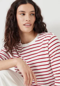hush Tops & T-Shirts|Sora Striped Relaxed T-Shirt Off White / Bright Red