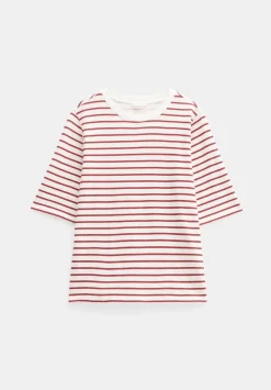 hush Tops & T-Shirts|Sora Striped Relaxed T-Shirt Off White / Bright Red
