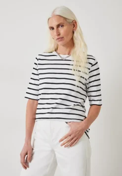 hush Tops & T-Shirts|Sora Striped Relaxed T-Shirt White/Black