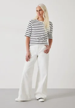 hush Tops & T-Shirts|Sora Striped Relaxed T-Shirt White/Black