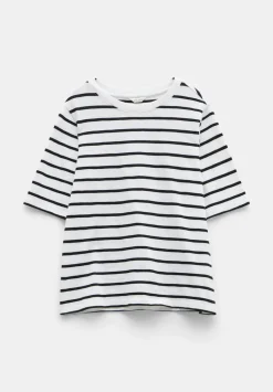 hush Tops & T-Shirts|Sora Striped Relaxed T-Shirt White/Black