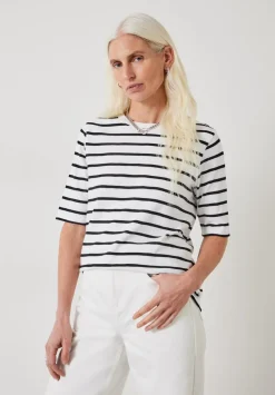 hush Tops & T-Shirts|Sora Striped Relaxed T-Shirt White/Black