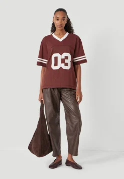 hush Tops & T-Shirts|Sporty Graphic T-Shirt Rum Raisin