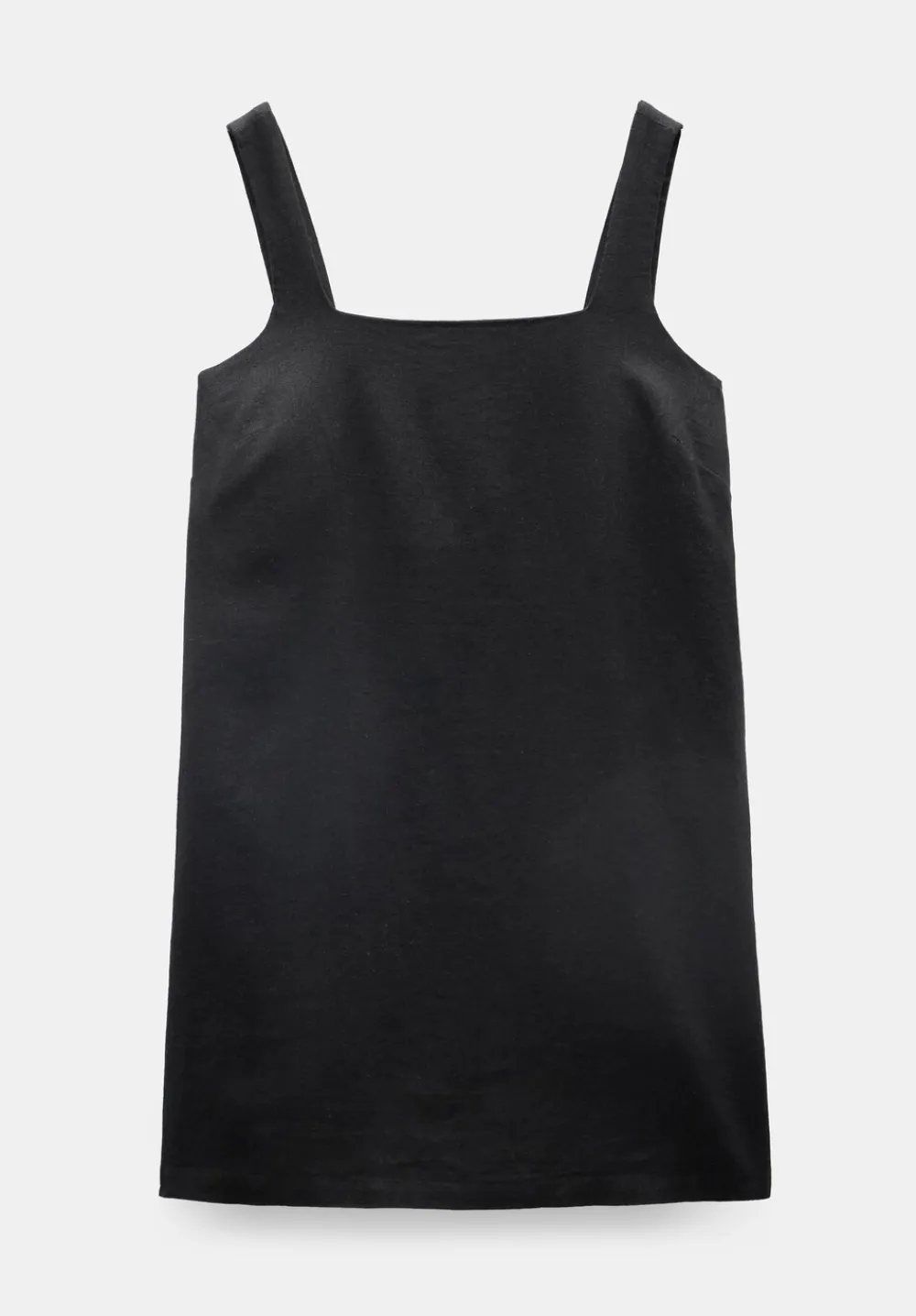 hush Dresses|Square Neck Linen Blend Mini Dress Washed Black