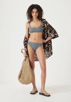 hush Swimwear & Beachwear|Square Neck Texture Bikini Top Sage Green