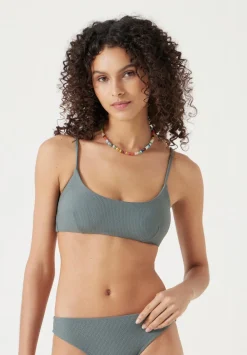 hush Swimwear & Beachwear|Square Neck Texture Bikini Top Sage Green