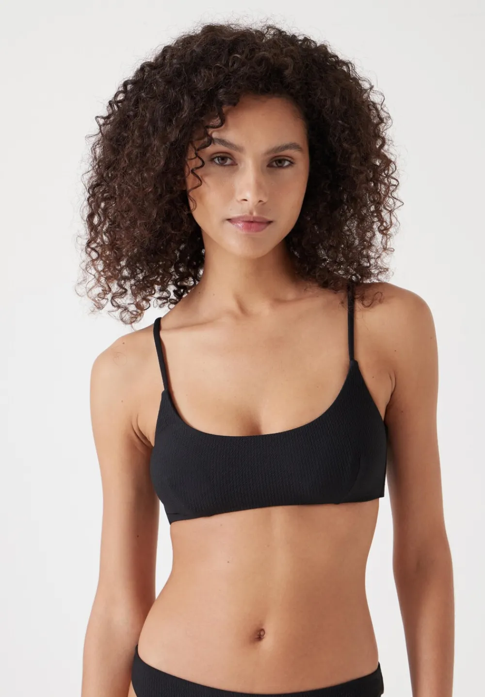 hush Swimwear & Beachwear|Square Neck Texture Bikini Top Black