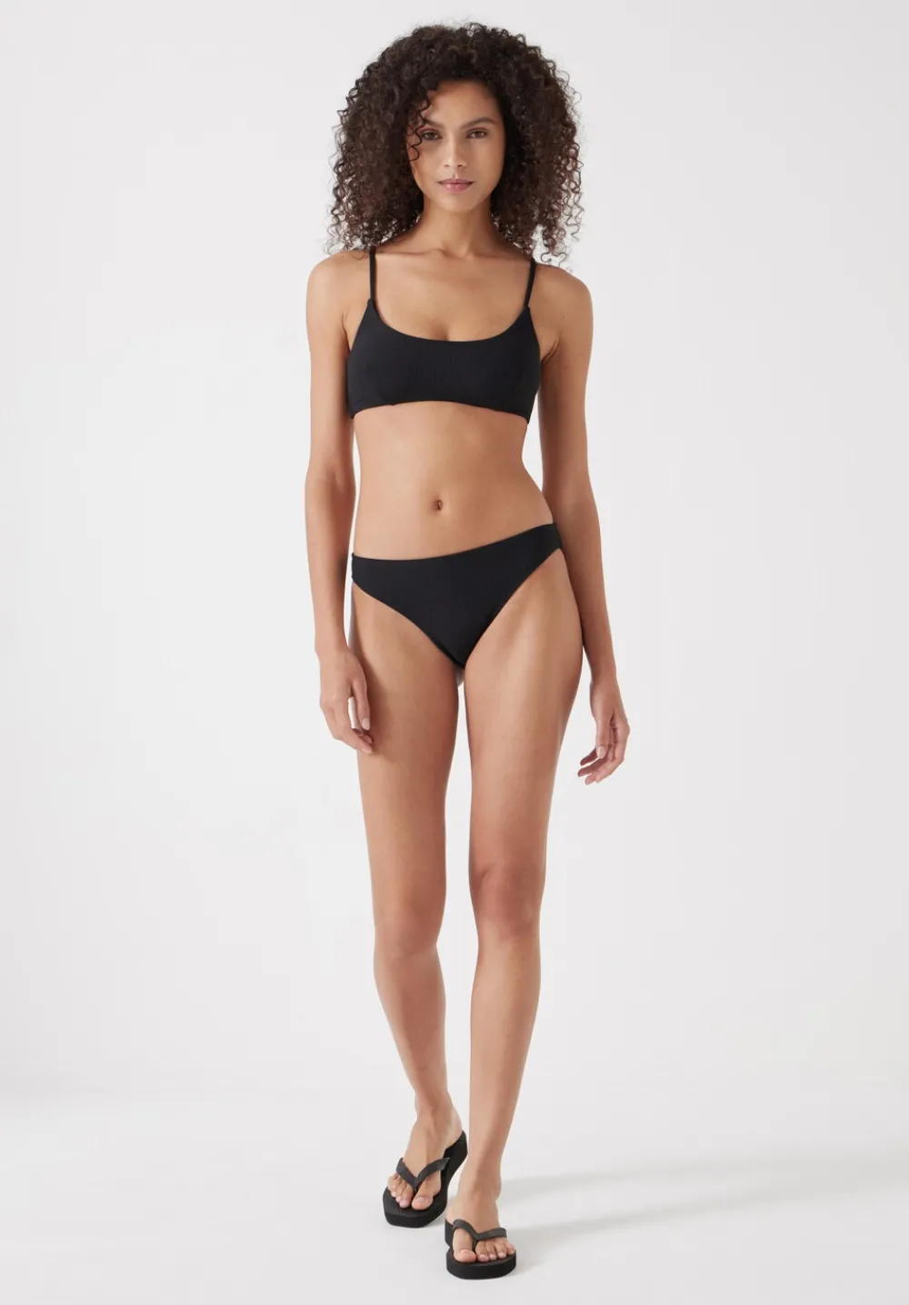 hush Swimwear & Beachwear|Square Neck Texture Bikini Top Black