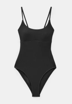 hush Swimwear & Beachwear|Square Neck Texture Swimsuit Black