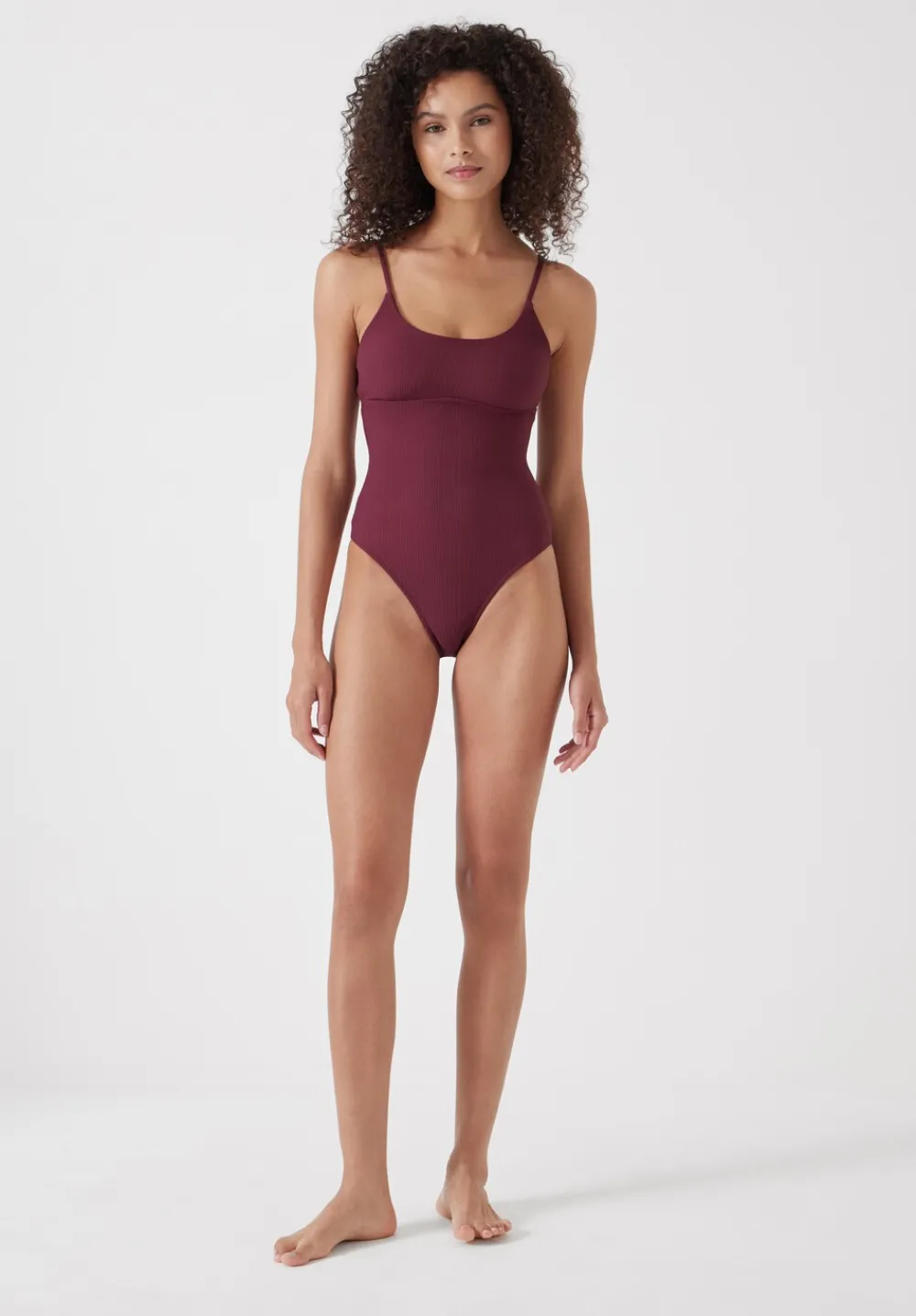 hush Swimwear & Beachwear|Square Neck Texture Swimsuit Burgundy Red