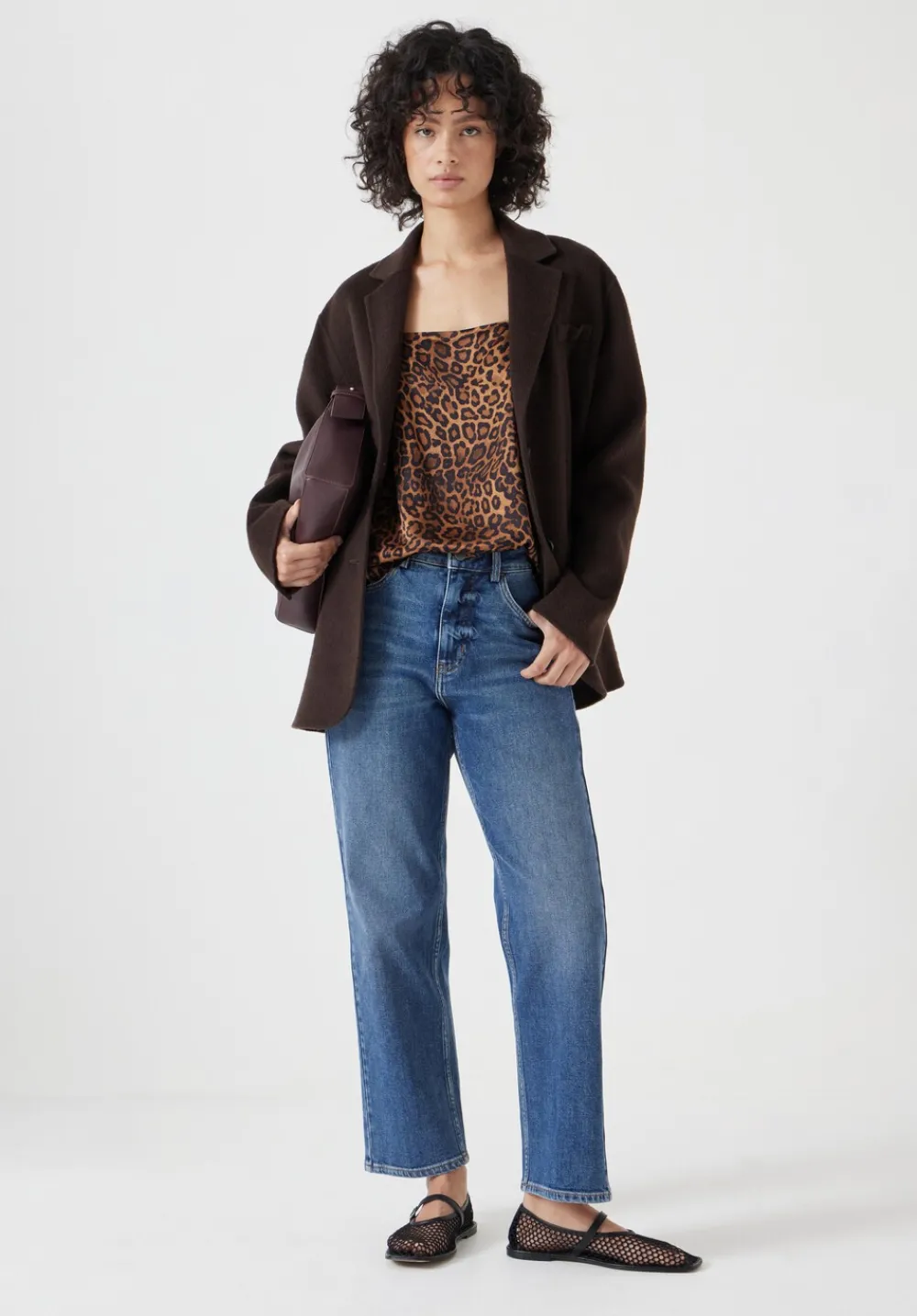 hush Tops & T-Shirts|Jeans|Square Neckline Tank Top Brown Leopard Print