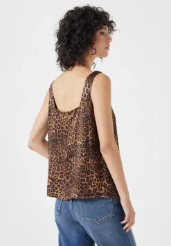 hush Tops & T-Shirts|Jeans|Square Neckline Tank Top Brown Leopard Print